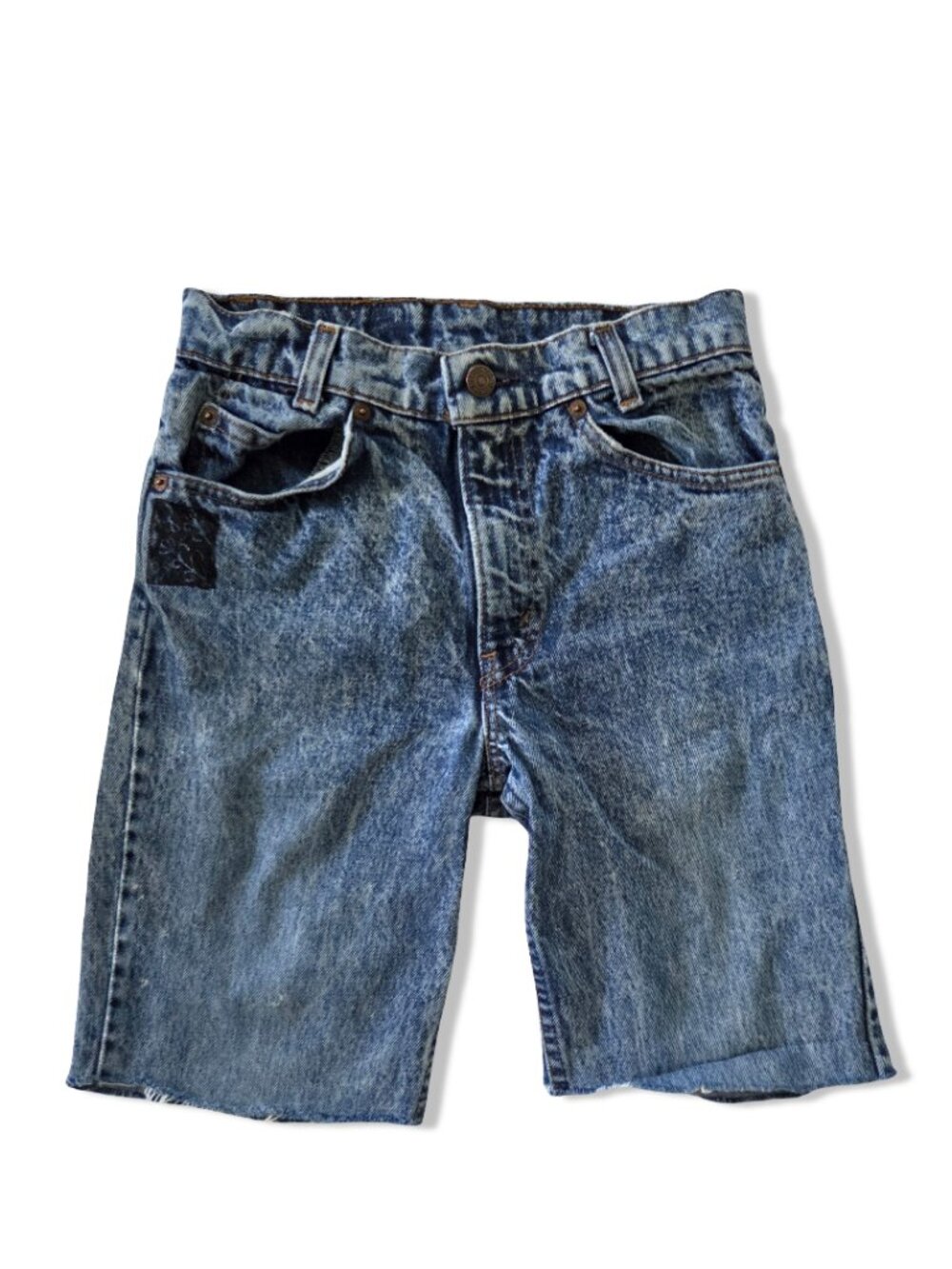 Vintage Levi Orange Tab Cut Off Jean Shorts Womens 25 Waist Acid Wash Bee Print
